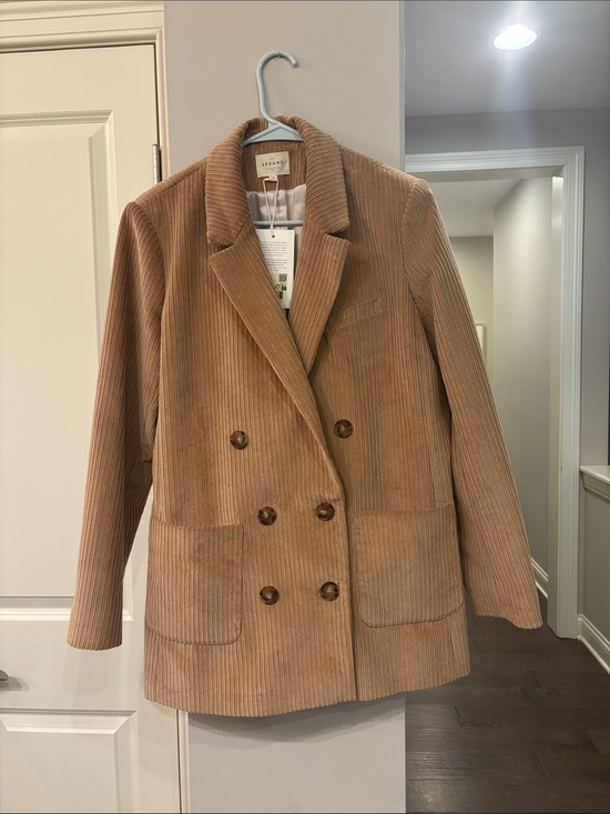 Sezane Jackets & Blazers - Women's Sézane Double-Breasted Corduroy Blazer Jacket in Camel